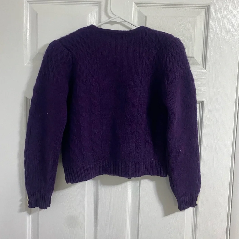 Robert Scott Vintage Wool Flower Button Double Breasted Purple Sweater - Picture 8 of 10
